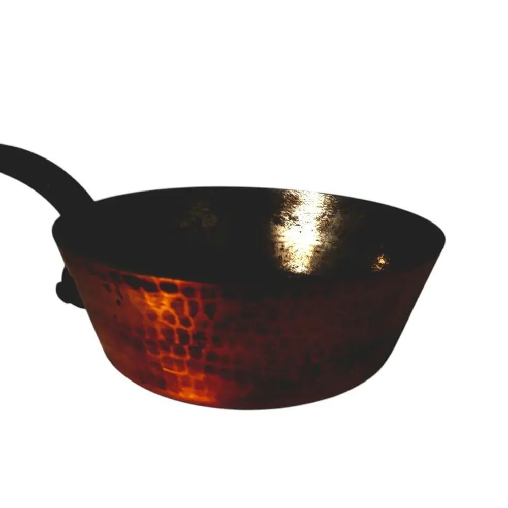 E Dehillerin Paris 7” Copper Fluted Sauce Pan Tin Interior Cast Iron Handle